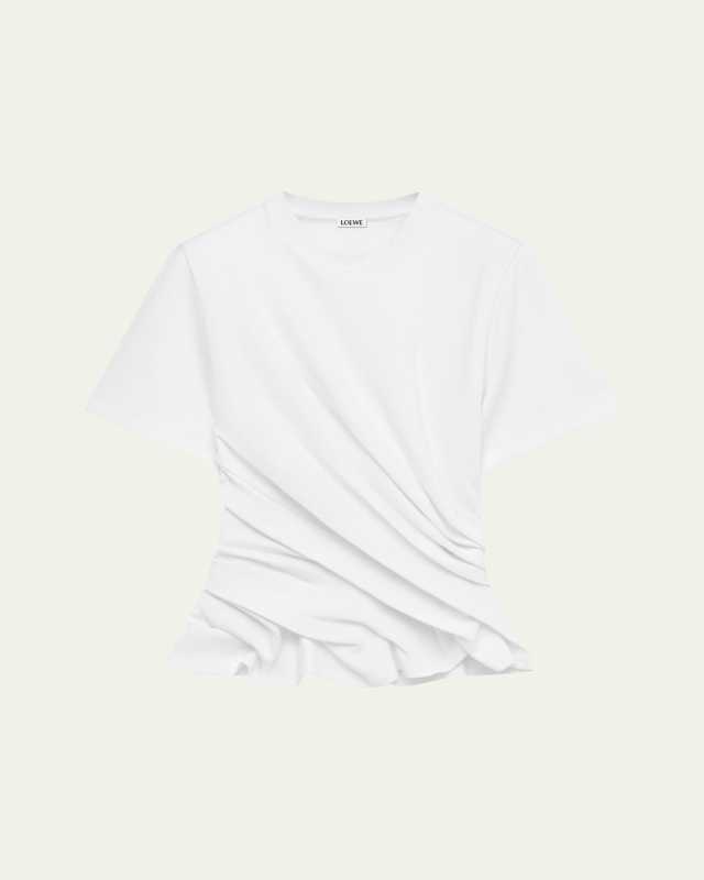 Short-Sleeve Draped Twisted T-Shirt